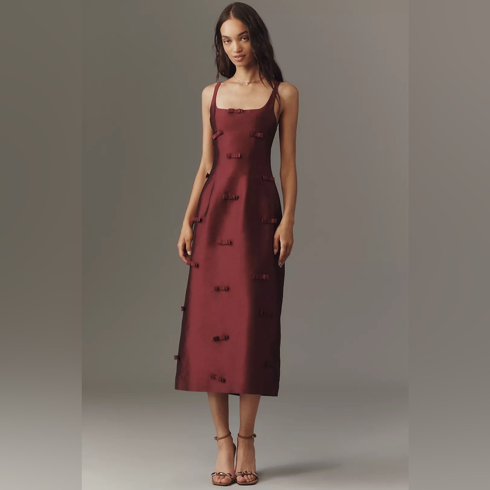 Anthropologie Lovaan Camilla Bow-Embellished Midi Dress size 6 NWT $525